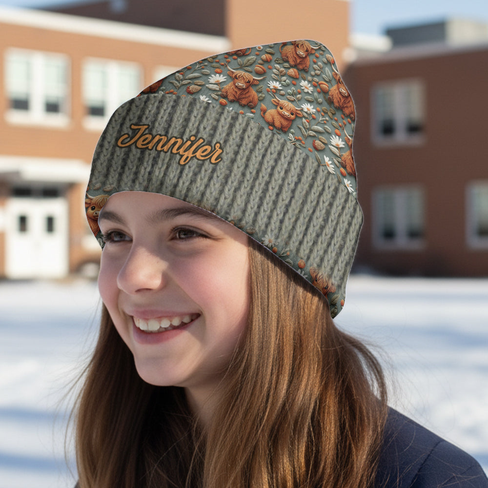 Highland Cow Farm - Personalized Highland Cow Beanie Hat