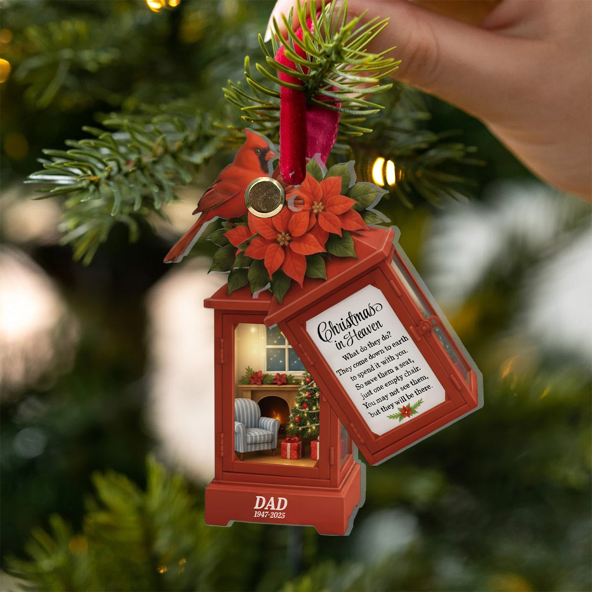 Christmas In Heaven - In Loving Memorial - Personalized Memorial Flip Ornament