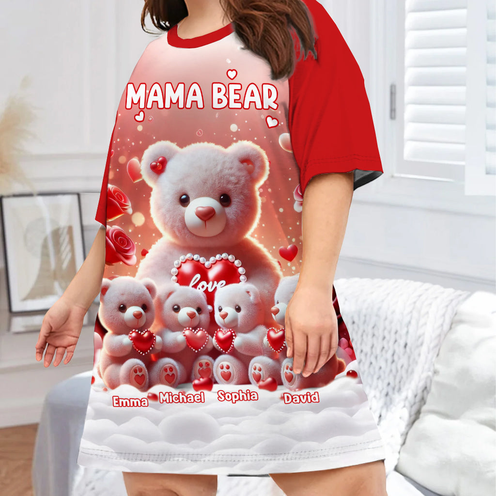 Mama Bear - Personalized Mother Sleep T-shirt Dress