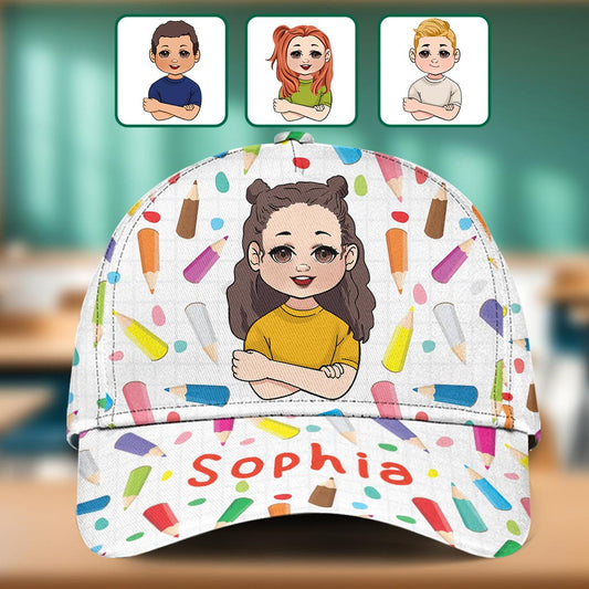 Cute Kid Crayon Doodle - Personalized Kid Classic Cap