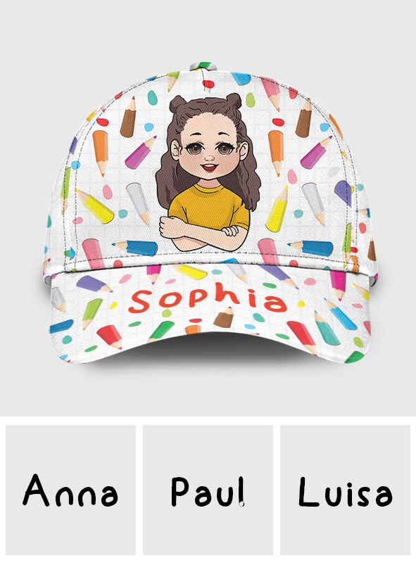 Cute Kid Crayon Doodle - Personalized Kid Classic Cap