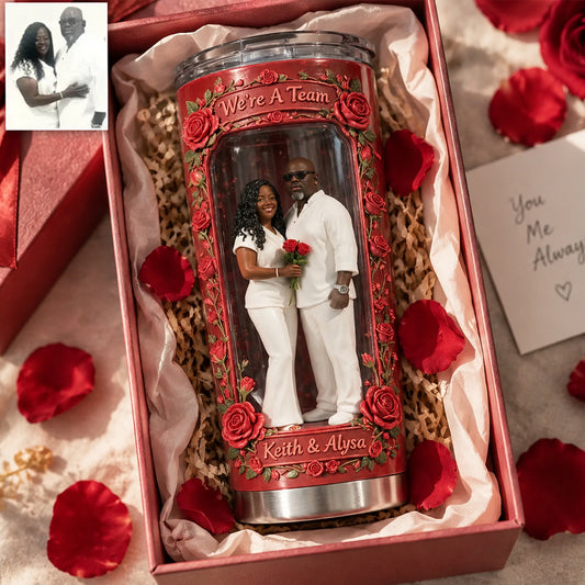 Custom From Any Photo, Any Flower - Personalized Couple Tumbler