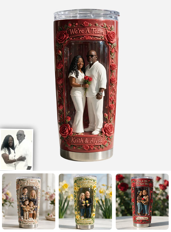 Custom From Any Photo, Any Flower - Personalized Couple Tumbler