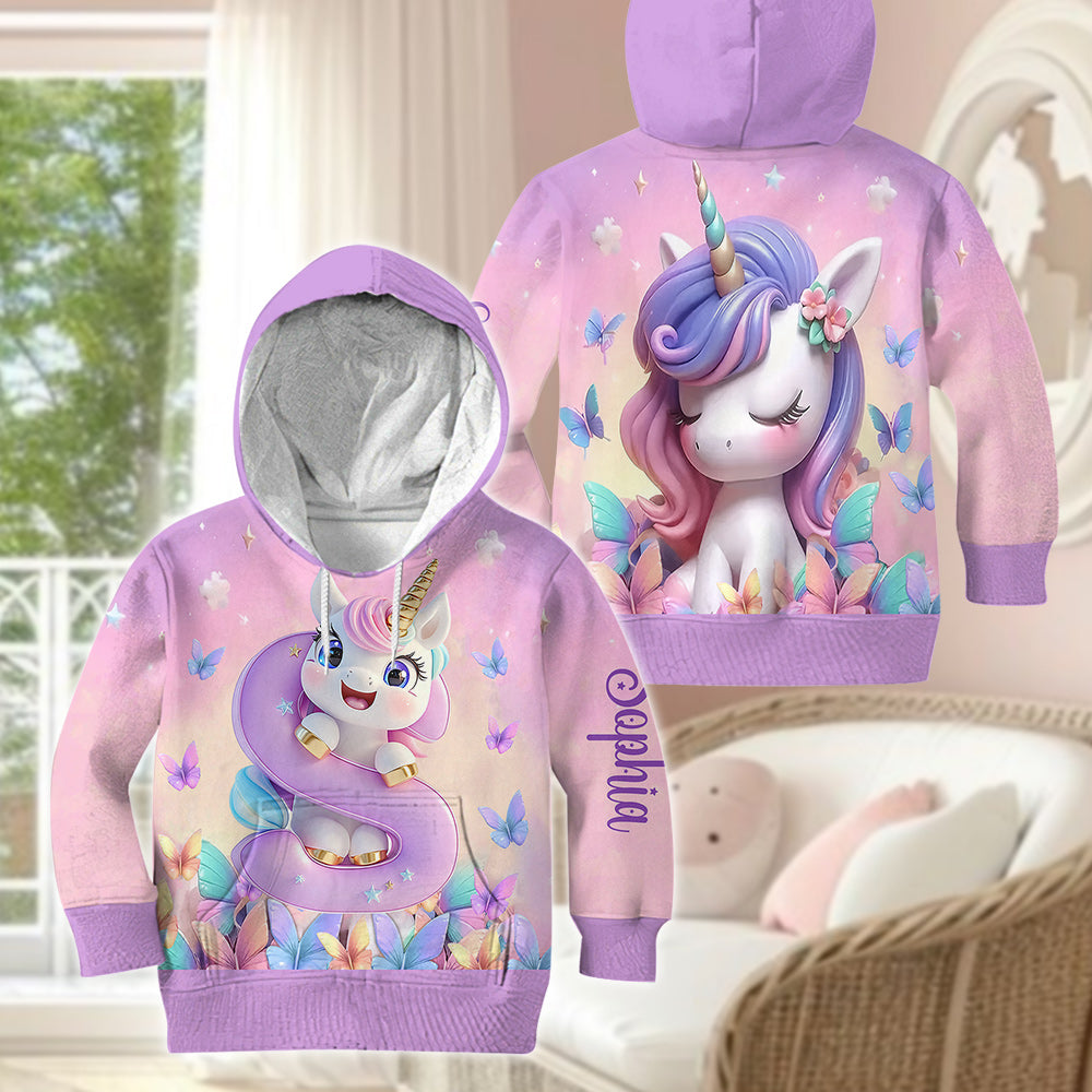 Cute Unicorn - Personalized Kid Kid Hoodie & Flare Leggings Set