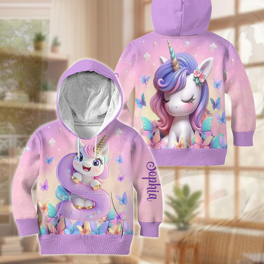 Cute Unicorn - Personalized Kid Kid Hoodie & Flare Leggings Set