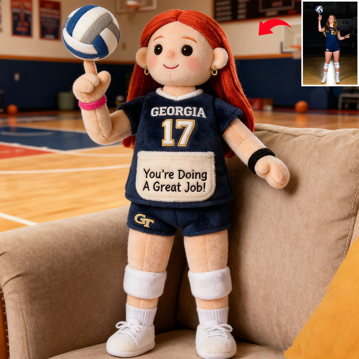 You Are Doing A Great Job - Personalized Volleyball Premium Faux Fur Pillow