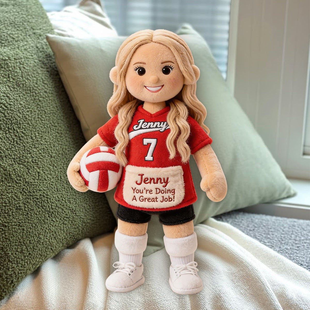 You Are Doing A Great Job - Personalized Volleyball Premium Faux Fur Pillow