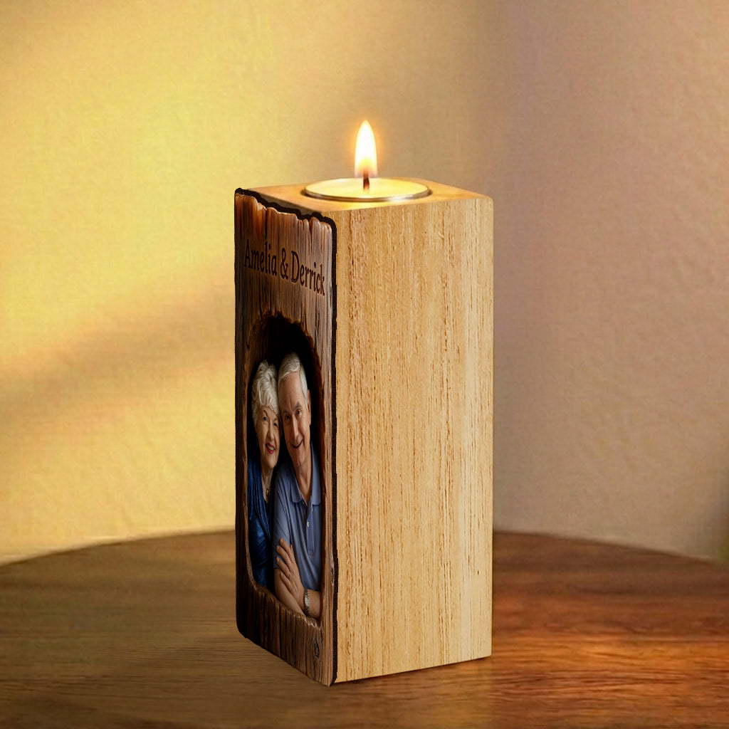 You & Me, We Got This - Personalized Couple Custom Shape Wooden Candle Holder