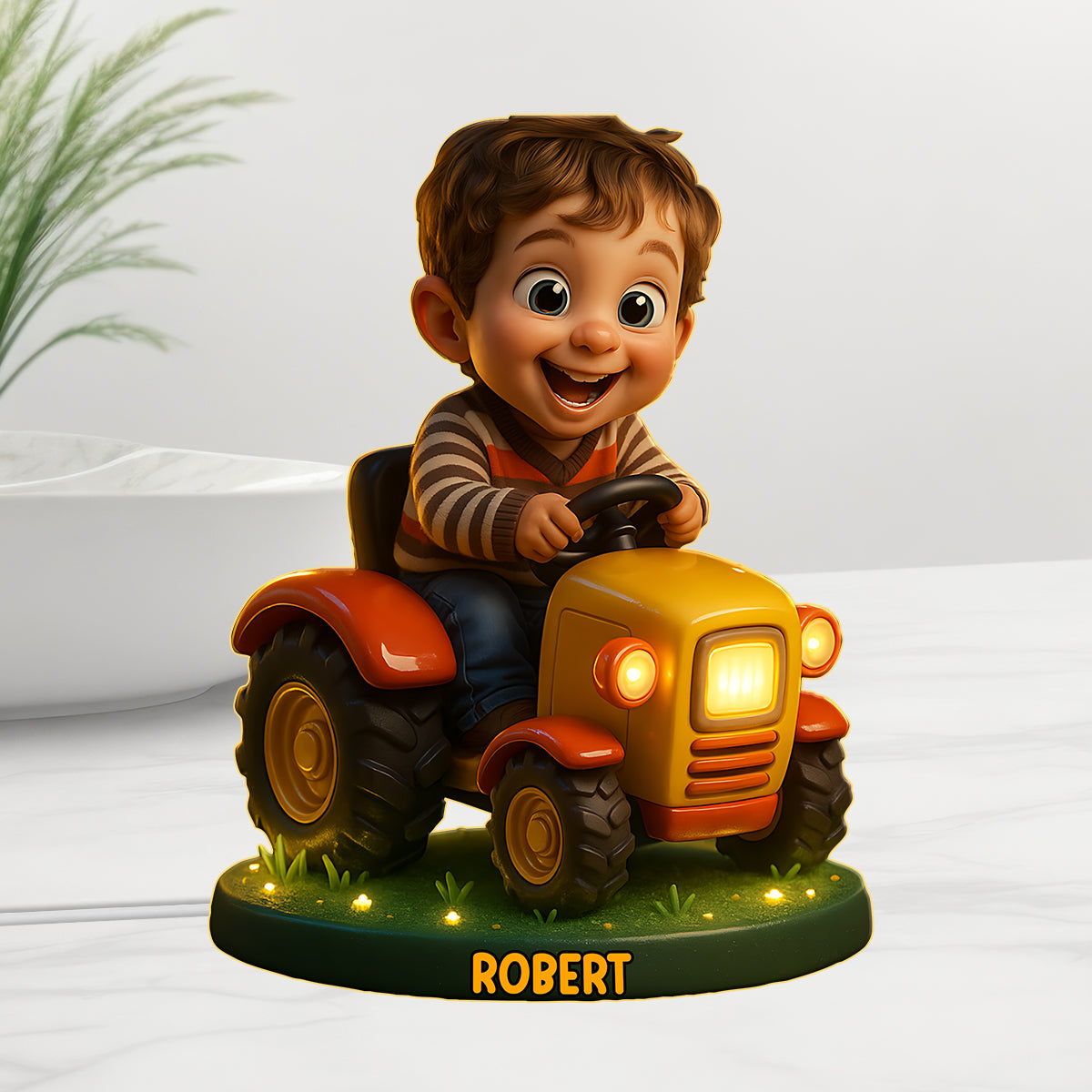 Custom From Any Photo, Gift For Trator Loving Kids - Personalized Kid Acrylic LED Night Light