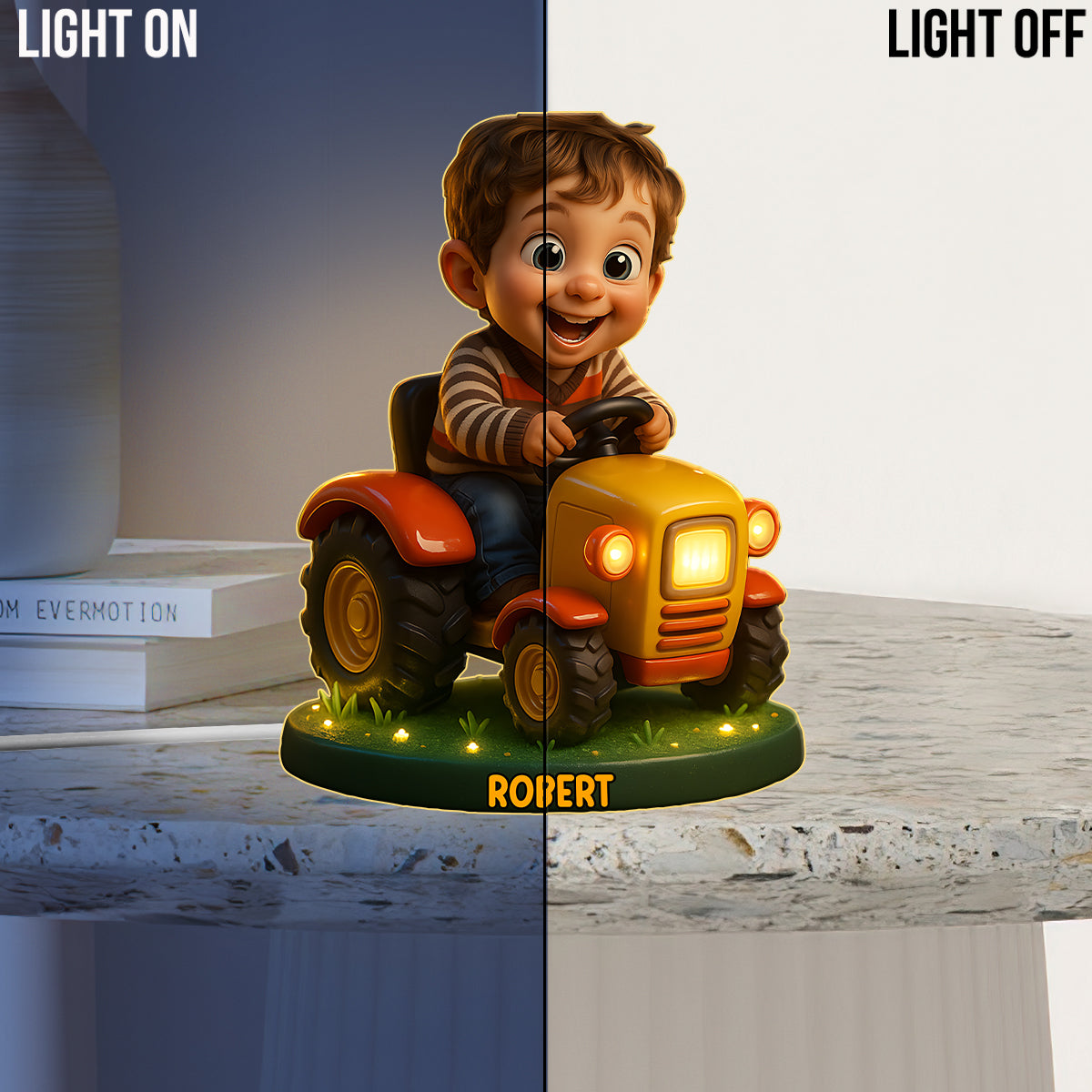 Custom From Any Photo, Gift For Trator Loving Kids - Personalized Kid Acrylic LED Night Light