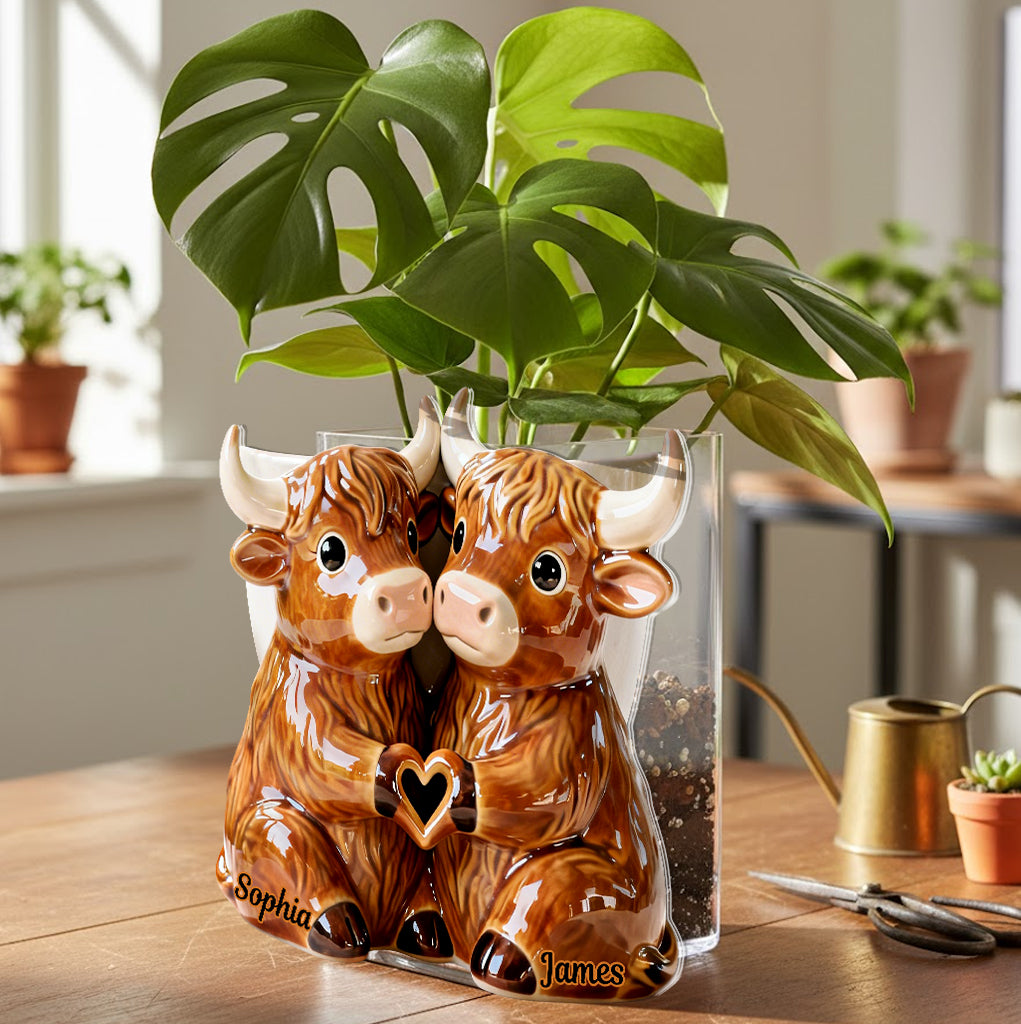 You & Me We Got This - Personalized Highland Cow Acrylic Pot