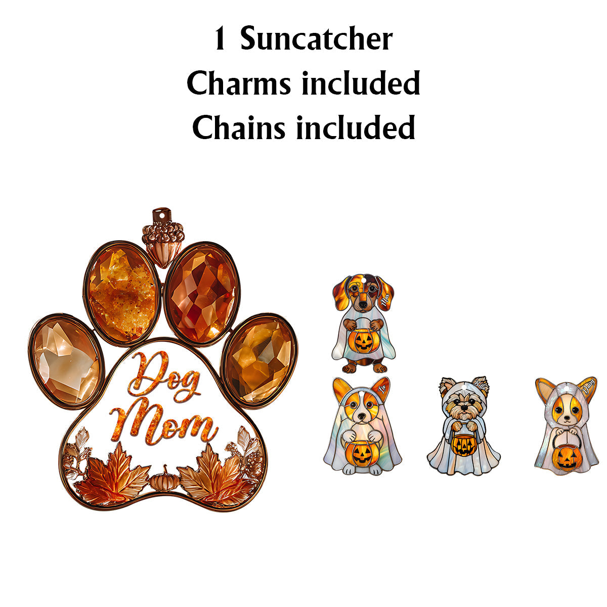 Dog Mom - Personalized Dog Window Hanging Suncatcher With Custom Charms