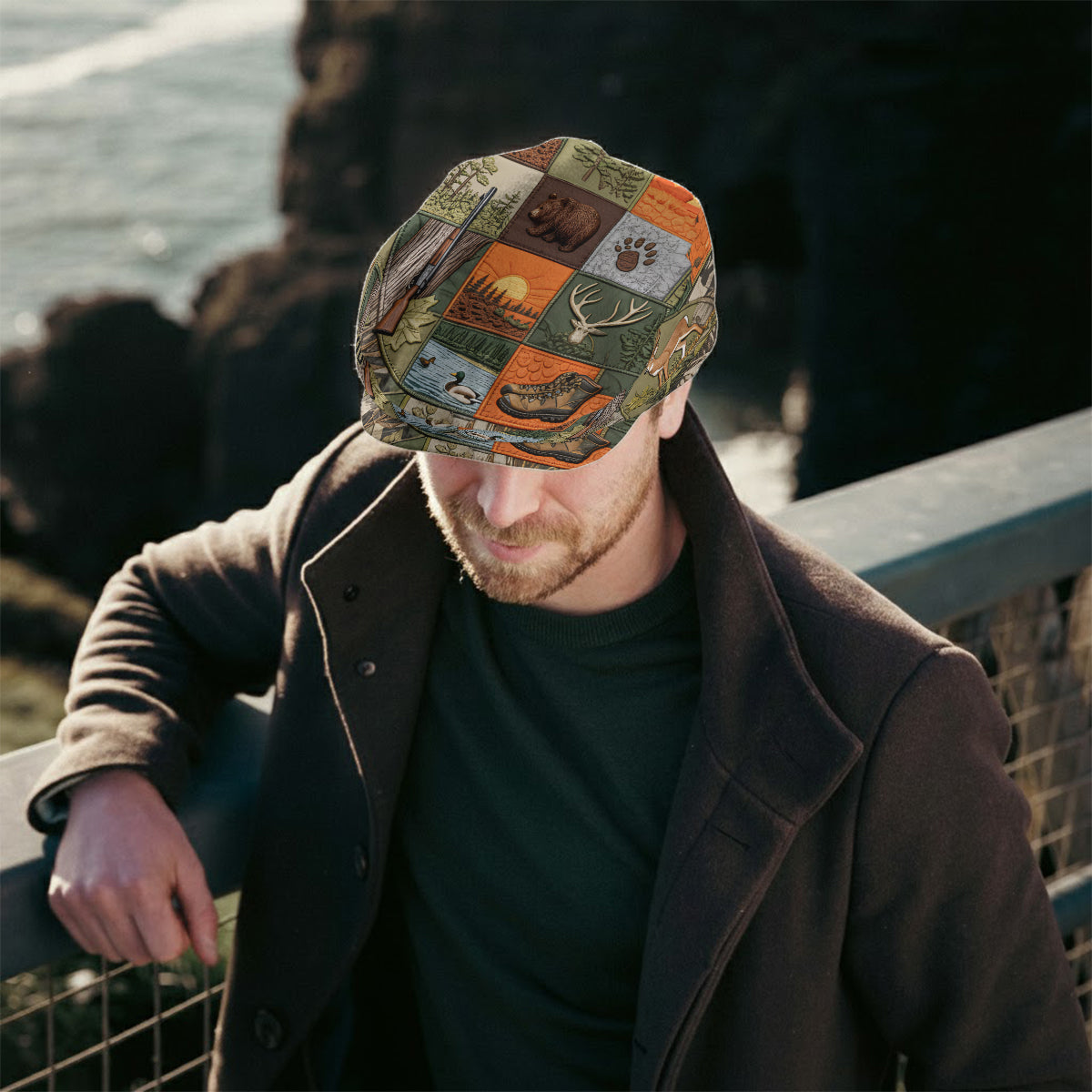 Hunting Panorama - Personalized Hunting Newsboy Cap