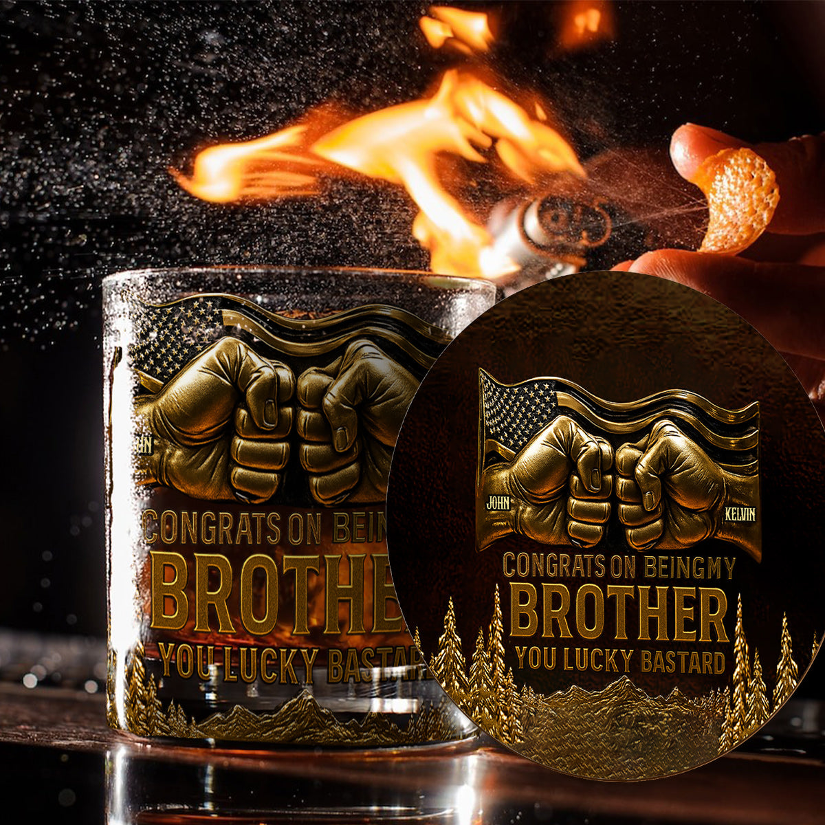 Congrat On Being My Brother - Personalized Sibling Whiskey Glass