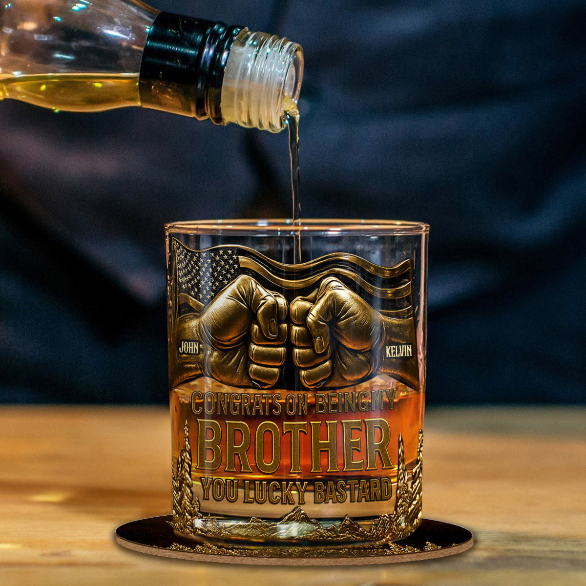 Congrat On Being My Brother - Personalized Sibling Whiskey Glass