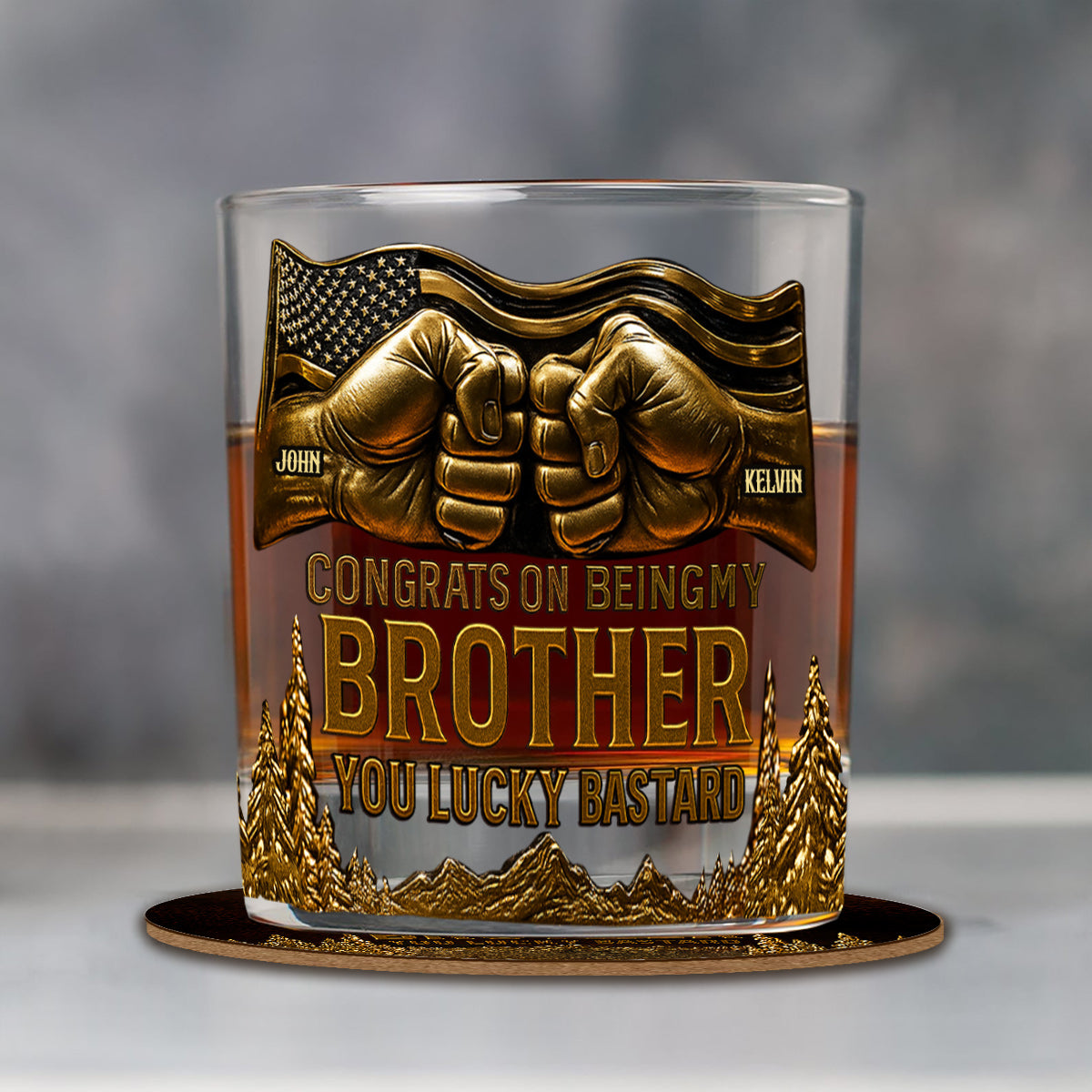 Congrat On Being My Brother - Personalized Sibling Whiskey Glass