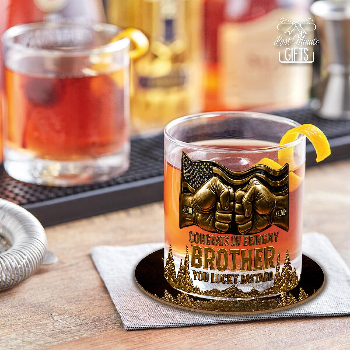 Congrat On Being My Brother - Personalized Sibling Whiskey Glass