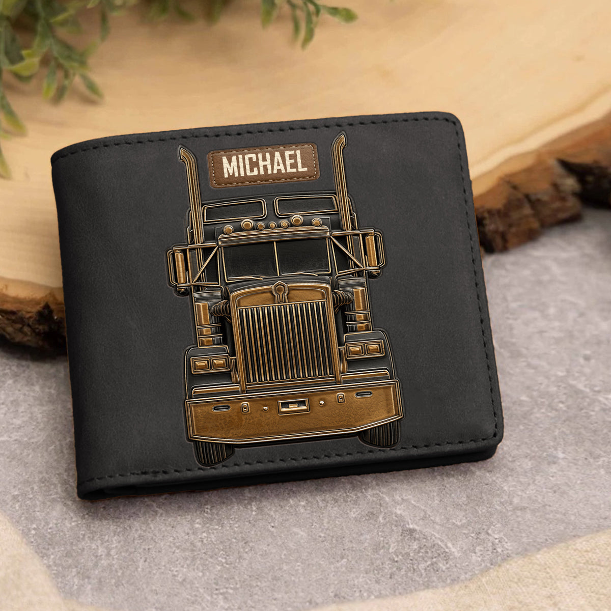 Truck Driver - Personalized Trucker Leather Wallet