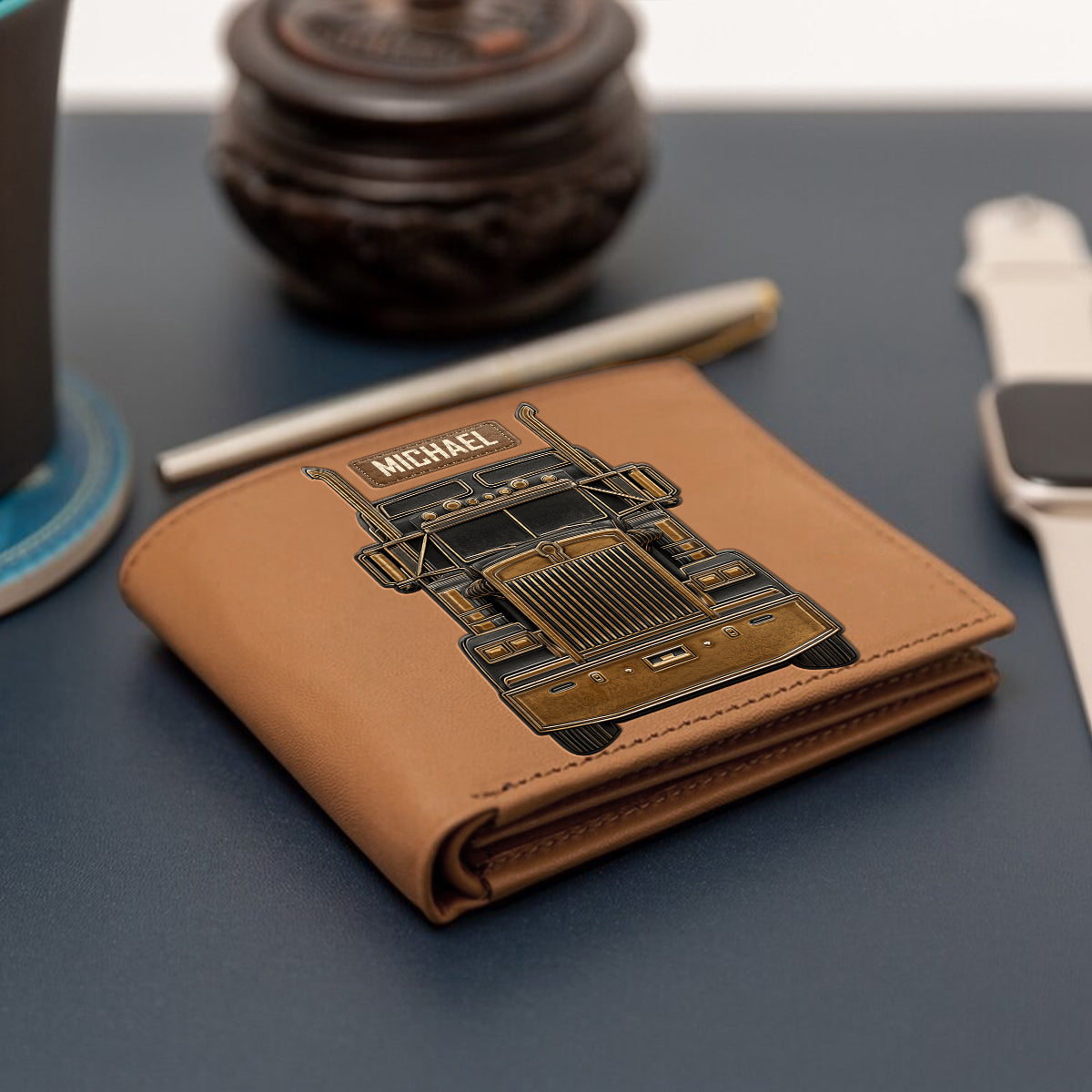 Truck Driver - Personalized Trucker Leather Wallet