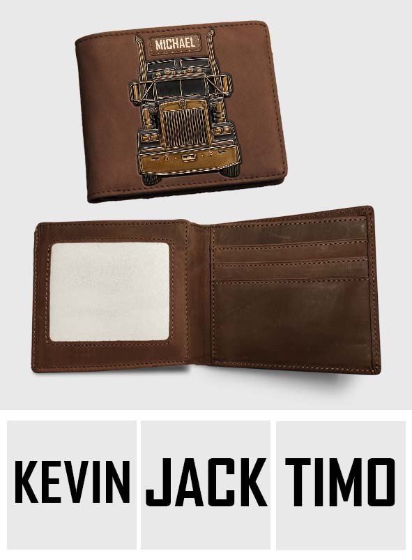 Truck Driver - Personalized Trucker Leather Wallet