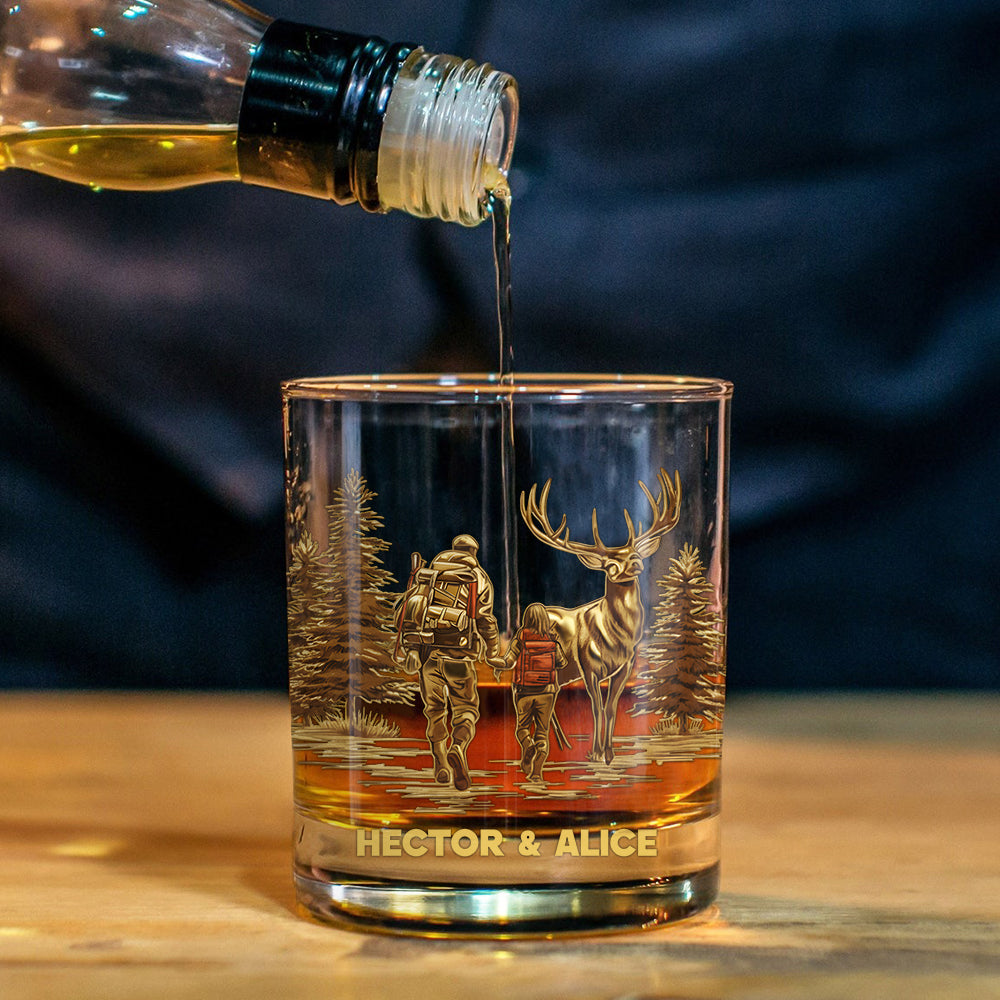 Thank For Teaching Me How To Be A Man - Personalized Hunting Whiskey Glass
