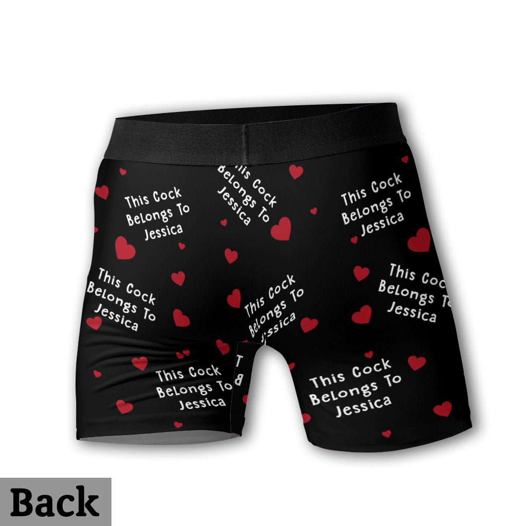 This Rooster Belongs To Her - Personalized Couple Men’s Boxer Briefs