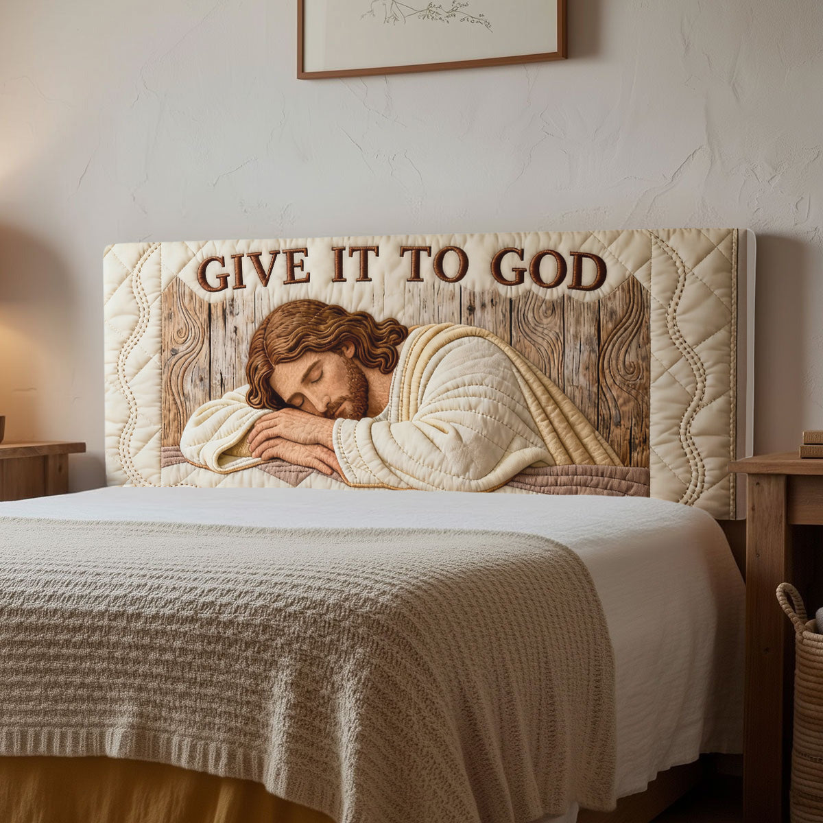 Give It To God And Go To Sleep - Personalized Christian Headboard Slipcover