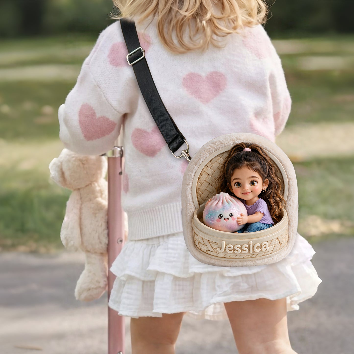The Funny Mystery Dumpling For Kid - Personalized Kid Plush Crossbag