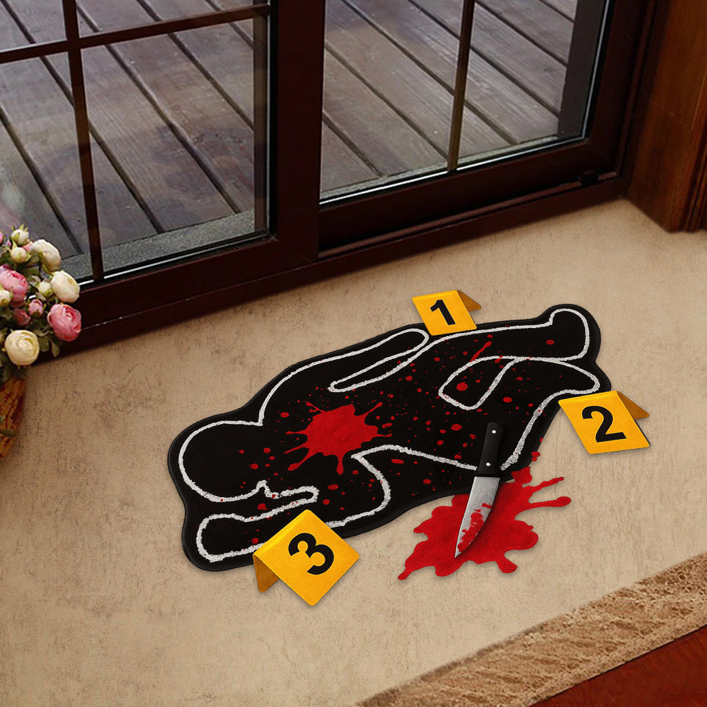 Funny Crime Scene Rug - Personalized True Crime Shaped Doormat/ Rug