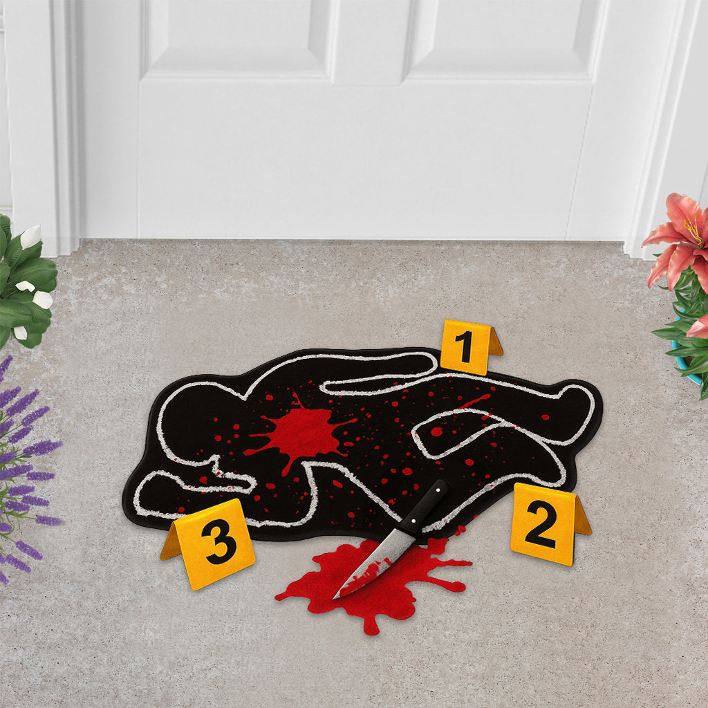 Funny Crime Scene Rug - Personalized True Crime Shaped Doormat/ Rug