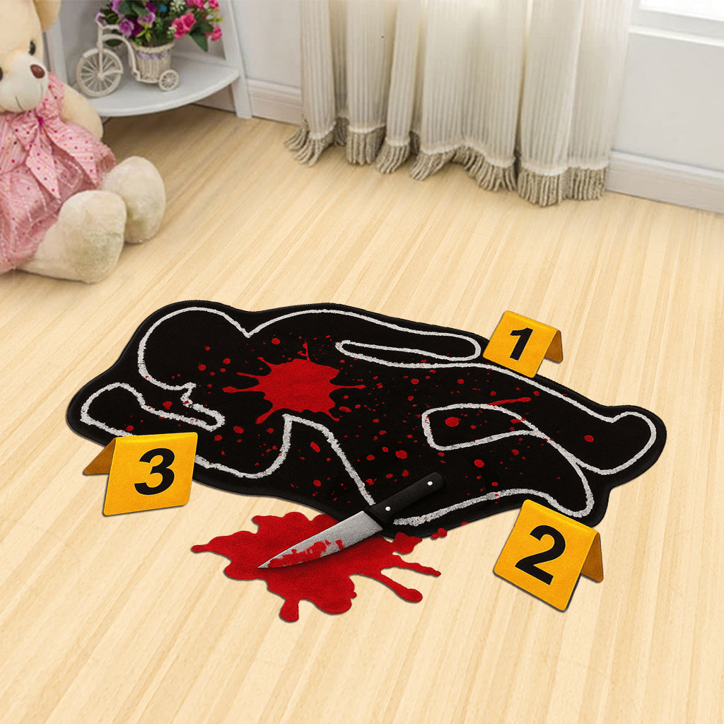 Funny Crime Scene Rug - Personalized True Crime Shaped Doormat/ Rug