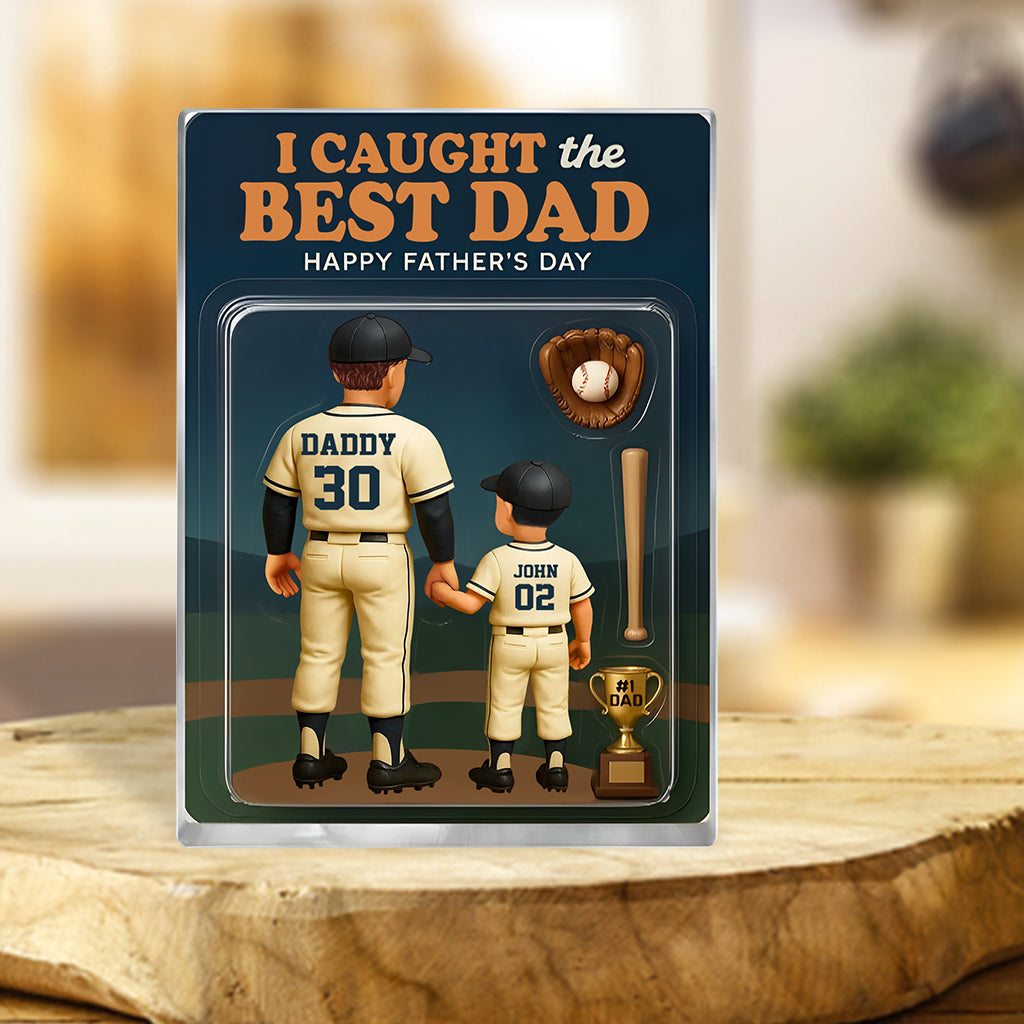 I Caught the Best Dad, Grandpa Baseball Custom Figure - Personalized Baseball Custom Shaped Acrylic Plaque