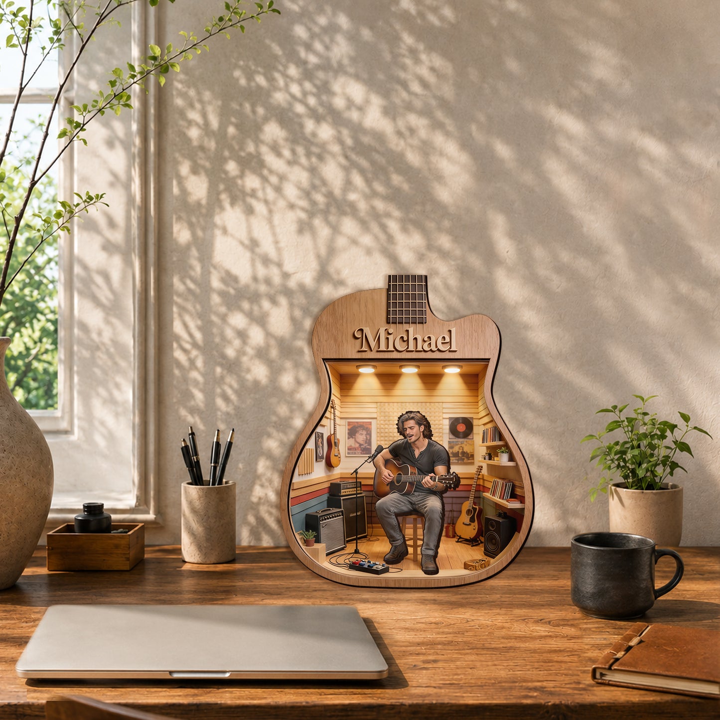 Guitar Lover - Personalized Guitar Wooden Light Shadow Box