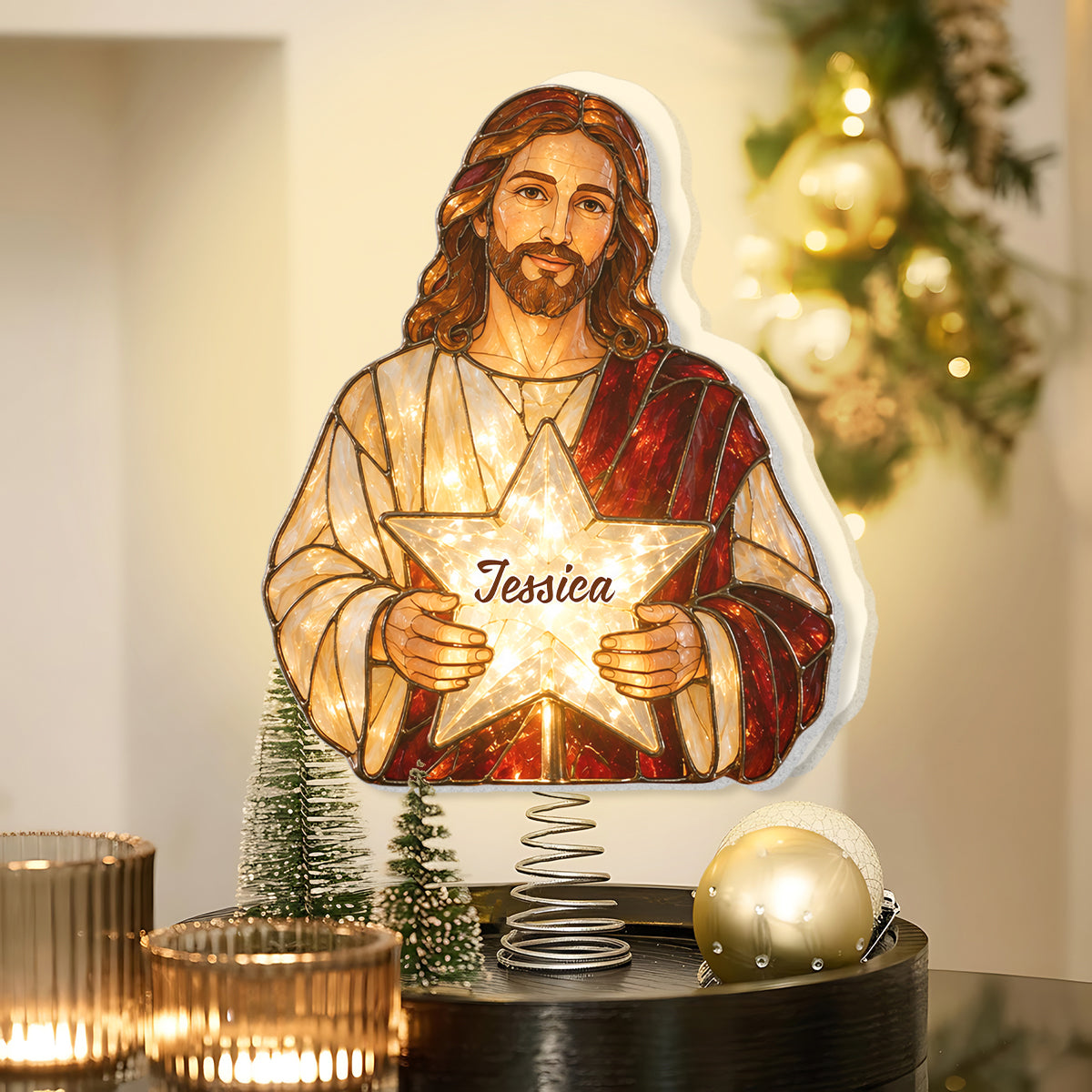The Holy Night - Personalized Christian LED Light Tree Topper