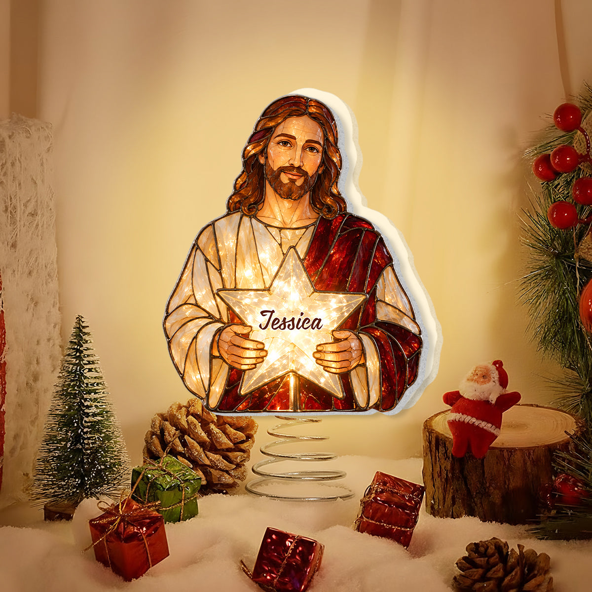 The Holy Night - Personalized Christian LED Light Tree Topper