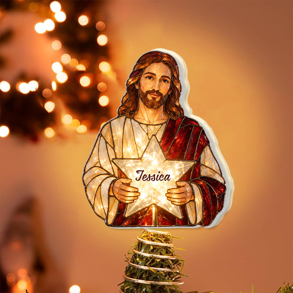 The Holy Night - Personalized Christian LED Light Tree Topper