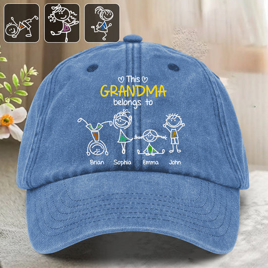 This Grandma Belongs To - Personalized Grandma Washed Denim Cap