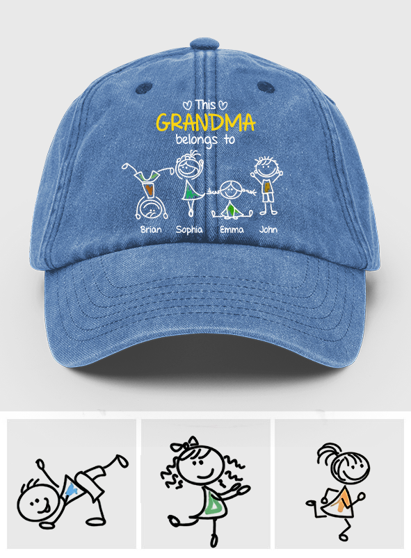 This Grandma Belongs To - Personalized Grandma Washed Denim Cap