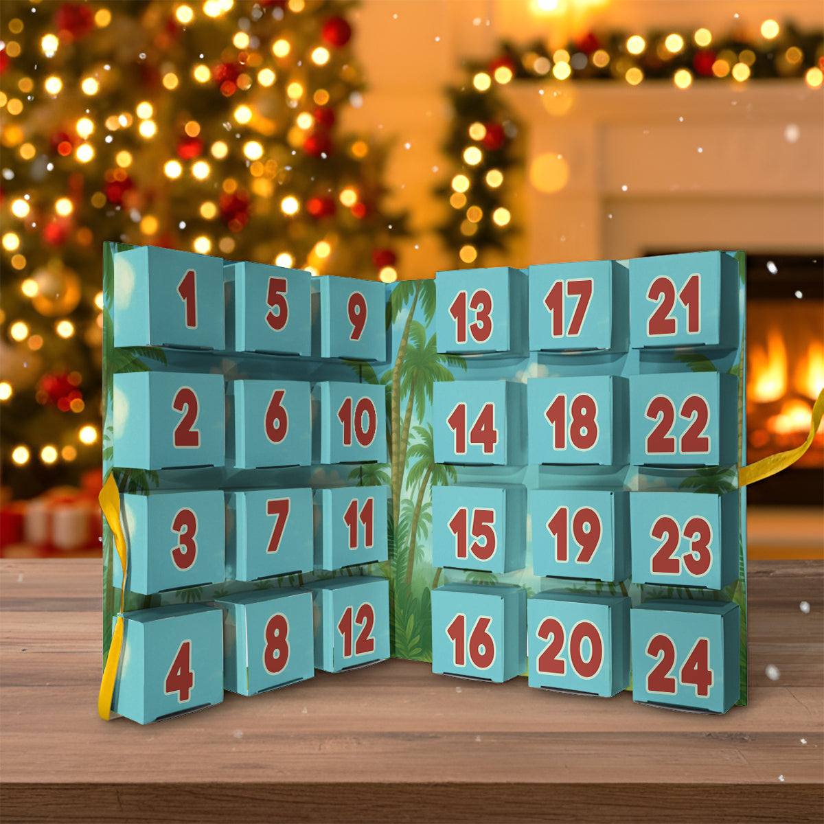 Dinosaur 2025 Advent Calendar - Personalized Dinosaur Folded Advent Calendar With Ornaments