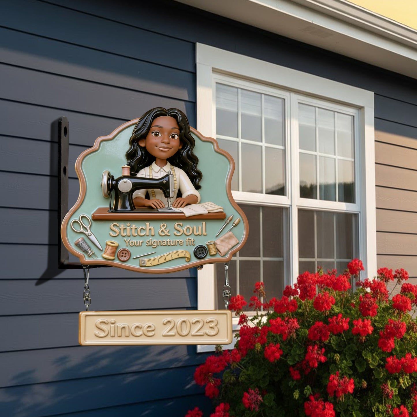 Tailor Shop Logo For Sewing Lover - Personalized Sewing Wooden Wall Mount Sign