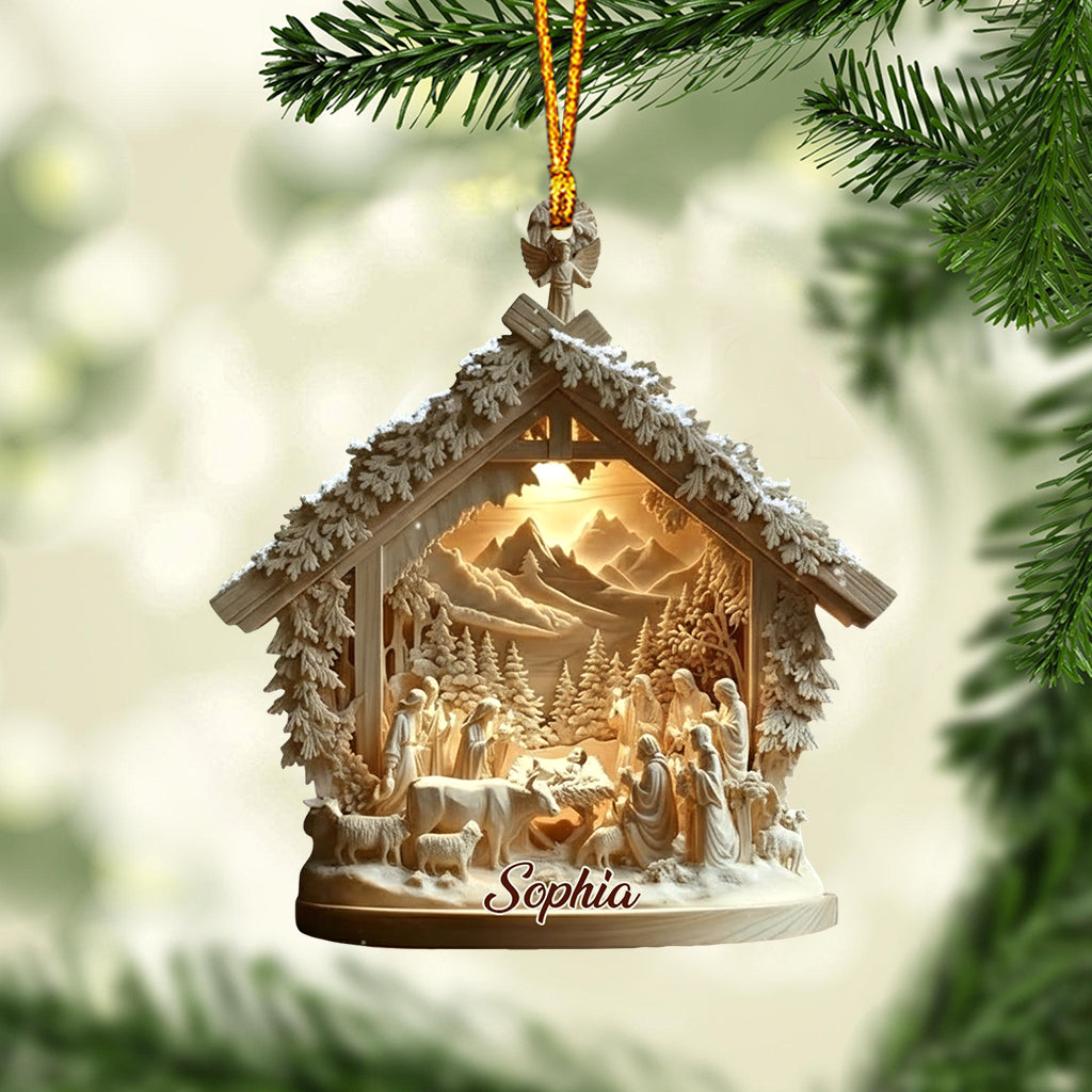 Nativity Scene Jesus - Personalized Christian Ornament