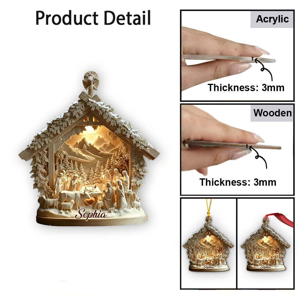 Nativity Scene Jesus - Personalized Christian Ornament