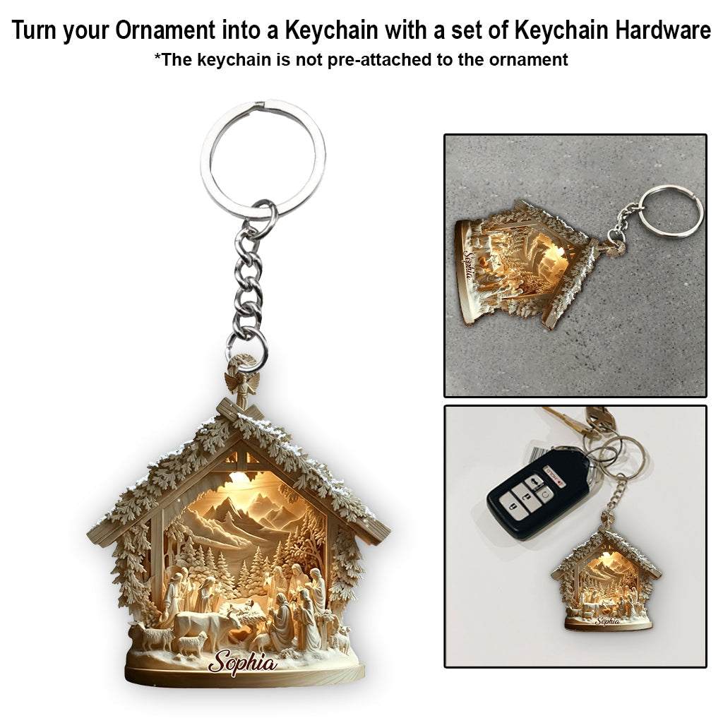 Nativity Scene Jesus - Personalized Christian Ornament