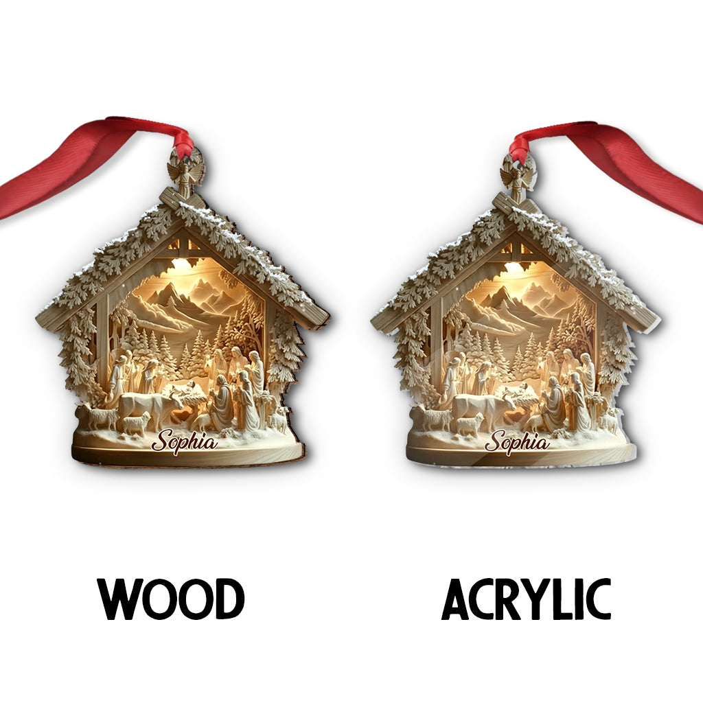 Nativity Scene Jesus - Personalized Christian Ornament
