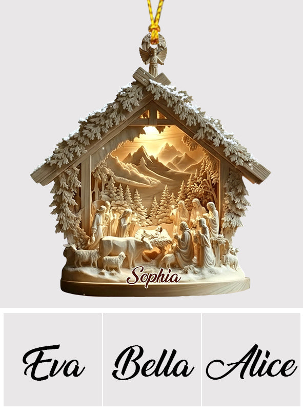 Nativity Scene Jesus - Personalized Christian Ornament