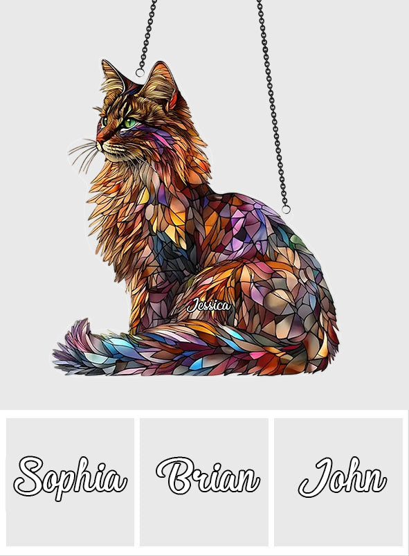 Maine Coon Suncatcher - Personalized Cat Window Hanging Suncatcher Ornament