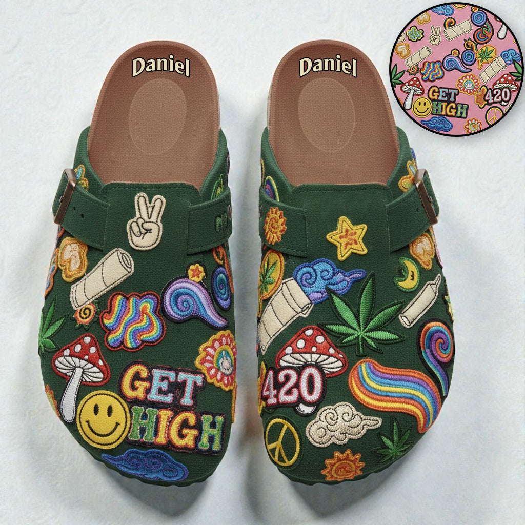 Green Buds Aesthetic - Personalized Weed Clogs With Arch Support