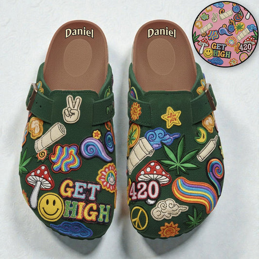 Green Buds Aesthetic - Personalized Weed Clogs With Arch Support