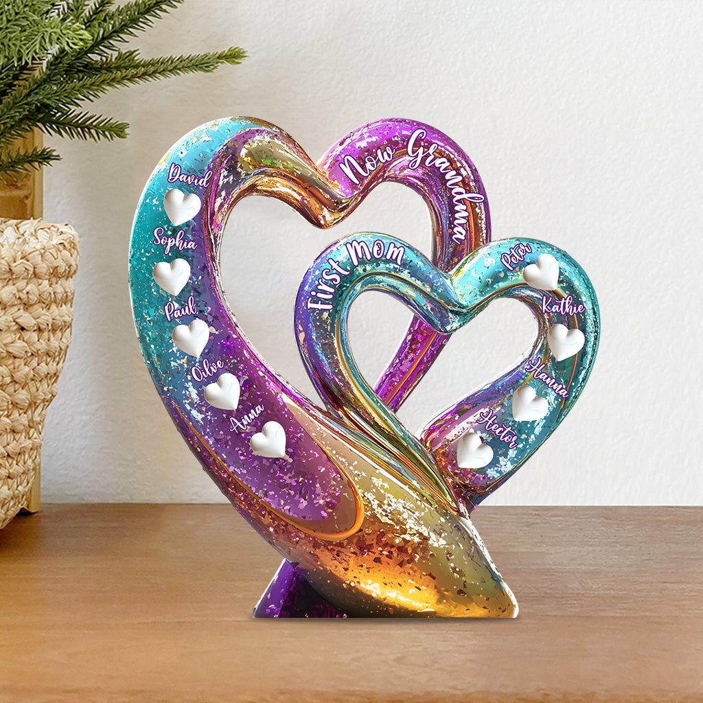 First Mom Now Grandma - Personalized Grandma Custom Shaped Acrylic Plaque