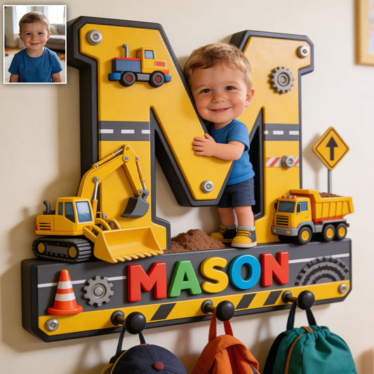 Alphabet Letter & Custom Photo And Theme - Personalized Kid Custom Shaped Hanging Rack